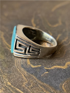Bague signet classique en argent 925 avec pierre précieuse carrée en calcédoine aquatique, bijoux faits à la main, vente en gros - Product Image 5