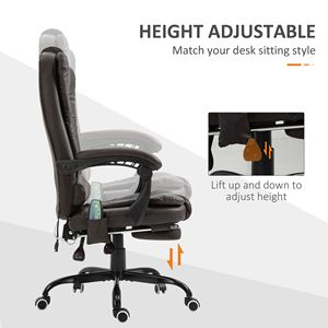 Sedia da Ufficio Ergonomica Marrone con Massaggio a 7 Punti e Poggiapiedi Retrattile, Sedia Direzionale in Rete - Product Image 4
