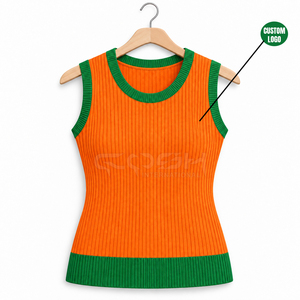Cosh International Sisterhood Sorority Custom Logo Breathable Orange <b>White</b> <b>Knitted</b> <b>Cardigan</b> Top With Contrast Color Trim - Product Image 1