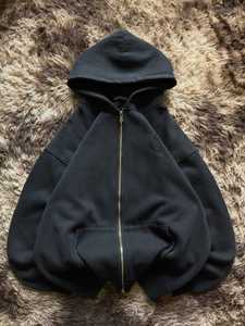 Sweat à capuche zippé surdimensionné pour homme en molleton délavé, style streetwear hiver - Product Image 1