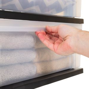 Tiroirs de rangement en plastique à 3 tiroirs, ensemble de 2, noir - Product Image 2