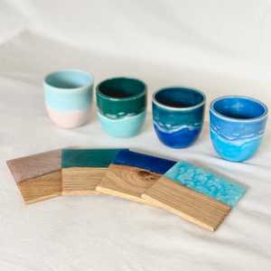 Handmade Resin River Acacia Wood Coaster Set Luxury Wooden Drink Coasters for Hot & Cold Beverages from india - Product Image 3