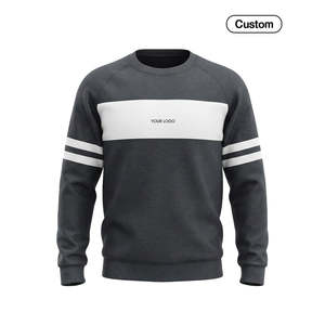 เสื้อสเวตเชิ้ตคอกลมลายทางสไตล์วาร์ซิตี้สำหรับผู้ชายแบบสั่งทำพิเศษ - ปักลายผ้าขนหนูแบบส่วนตัว ผ้าฝ้ายเทอร์รี่แบบซักแล้ว - Product Image 5