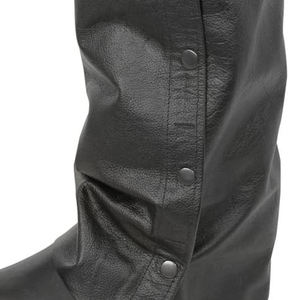 Pantalon en cuir noir pour homme, taille haute, coupe droite, style motard, avec fermeture à boucle, poches latérales, vêtements d'hiver - Product Image 4