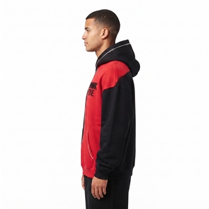 Sudadera con Capucha de Alta Calidad, Diseño Color Block de Dos Tonos, Corte Holgado, Hombros Caídos, Bolsillo Canguro, Personalizada con Pedrería, Transpirable - Product Image 5