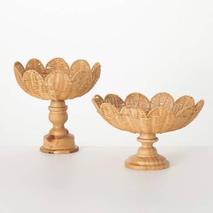 Corbeille de service festonnée en rotin tressé à la main, jetable, style bohème, pour fruits, vaisselle pour la maison et les mariages - Product Image 1