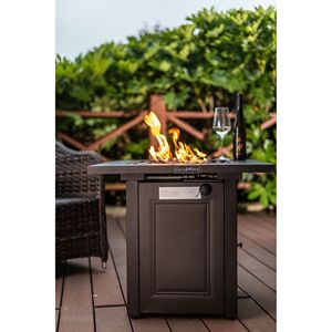 Table de feu au propane autoportante de 28 pouces avec verre de protection, chauffage extérieur moderne - Product Image 2