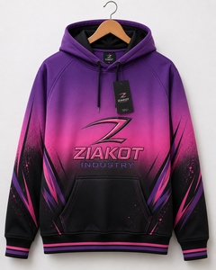 Vente en gros directe ZIAKOT INDUSTRY – Sweat-shirt de sport tendance personnalisé, dégradé violet, blanc, noir et turquoise, le plus vendu - Product Image 1
