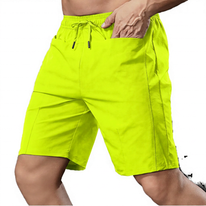 Shorts Bermuda pour homme, couleur noire unie, séchage rapide, avec cordon de serrage et poches, vêtements de sport décontractés - Product Image 6