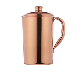 Carafe en cuivre pur à 100 %, grande taille, avec couvercle, artisanale, martelée, pour eau – Meilleure vente - Product Image 1