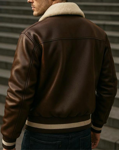 Veste en cuir pour homme avec col montant et logo frontal, séchage rapide et respirante - Product Image 6