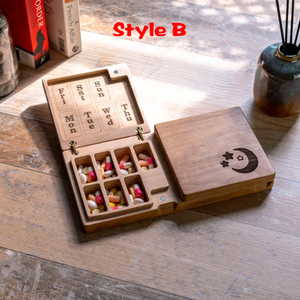 Organisateur hebdomadaire portable magnétique personnalisé écologique de pilulier en <span class=keywords><strong>bois</strong></span> - Product Image 4