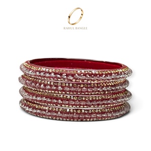 Party Wear Kashmiri Bridal Maroon <b>Red</b> Glass Bangles Trendy Zirconia Gold Plated Wedding Festive Wear Wholesale Price - Product Image 3
