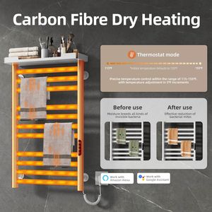 ราวแขวนผ้าเช็ดตัวไฟฟ้าติดผนัง SIOYIE 11 บาร์ ควบคุมผ่านแอพ Wi-Fi พร้อมตัวตั้งเวลาปรับได้และชั้นวางอุ่นผ้าเช็ดตัว - Product Image 6
