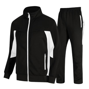 Bulk <b>Plain</b> Mens Sweatsuit 2 Piece Set Heavy Fleece Full Zip Up Hoodie Sweatpants Custom Mens Casual <b>Tracksuits</b> - Product Image 1