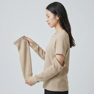 T-shirt gaufré pour femme à manches amovibles, style streetwear - Product Image 3
