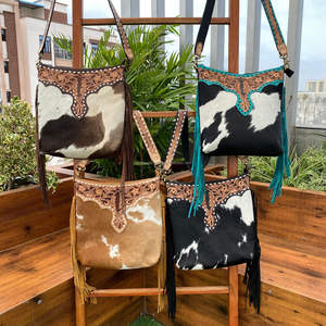 Bolso de cuero de vaca hecho a mano con flecos turquesa, bandolera con cremallera de alta calidad a la moda para mujer - Product Image 5