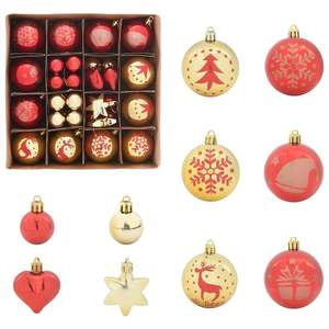 Ensemble de 40 boules de Noël dorées et rouges, boules en plastique et décorations pour arbre de Noël - Product Image 2