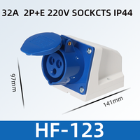 Prise électrique industrielle en nylon HFE 220V 2P+E 3 broches 32A, montage en surface, utilisation hospitalière