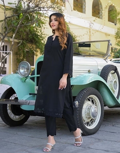 Conjunto de 2 Piezas de Tela de Algodón Sólido Negro KV - Product Image 4