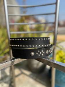 Premium Western Vintage Studded Belt Handcrafted Cowhide <b>Hair</b>-On Design Strong Steel <b>Pin</b> Buckle 1-1.5inches Width All Lengths - Product Image 2