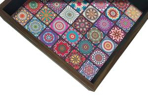 Plateau de service rectangulaire en bois de qualité supérieure avec compartiments pour tasses, idéal pour la restauration à domicile et les cafés - Product Image 5