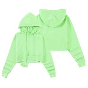 เสื้อฮู้ดครอปท็อปผู้หญิงคุณภาพดี สีเขียวอ่อน สำหรับออกกำลังกายกลางแจ้ง โยคะ ระบายอากาศได้ดี - Product Image 3