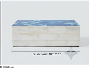 กล่องใส่เครื่องประดับทรงสี่เหลี่ยมทันสมัย ทำจาก MDF ฝาปิดทาสีน้ำเงิน ตกแต่งด้วยเรซิ่น กล่องเก็บของ 1 ชั้น สำหรับใส่เครื่องประดับ - Product Image 4