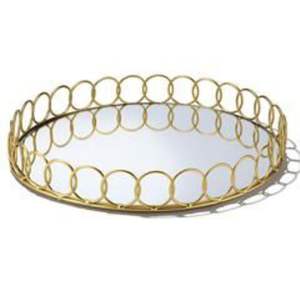 Bandeja Decorativa de Lujo con Espejo Dorado, Organizador de Maquillaje de Metal y Vidrio, Bandeja de Servicio Moderna para Mesa de Centro, Decoración para Bodas y Hogar - Product Image 2