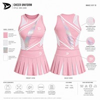 Tenue de cheerleading personnalisée pour femmes, jupe plissée rose et haut sans manches, maille respirante, vêtements de compétition de cheerleading