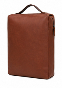 Brown <b>Convertible</b> <b>Backpack</b> leather Soft Handle Zipper Closure Minimalist Design Unisex Travel Bag 20-35L Capacity - Product Image 5