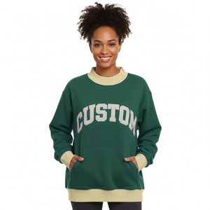 Manufacturer Wholesale Custom Logo High Quality Varsity French Terry Fleece Knitted Cotton <b>Blends</b> Women Oversized Mockneck - Product Image 3