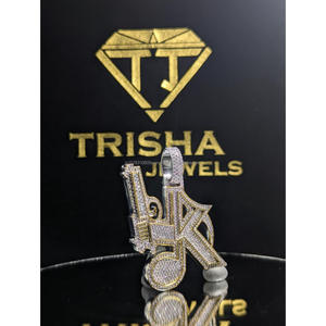 Custom <b>Initial</b> <b>Pendant</b> 925 Sterling <b>Silver</b> with Moissanite Diamond Premium Hip Hop Bling by Trisha Jewels - Product Image 1