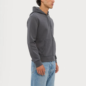 Sudadera con capucha azul marino de invierno con cremallera, personalizada, de poliéster/algodón, con estampado digital y abalorios, estilo urbano oversize - Product Image 4