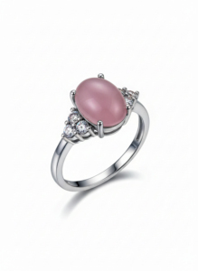 Tanya Gems Jewellery 925 Silver Rose Quartz Moissnite Brilliant Cut Prong Setting Women's Natural Stone Customizable Size Ring - Product Image 5