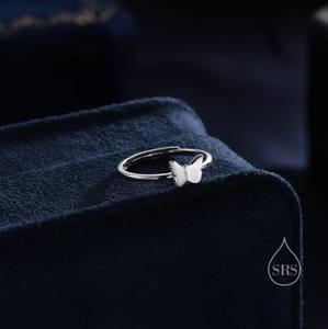 925 Sterling <b>Silver</b> 14K Gold Luxury Minimalist Butterfly <b>Ring</b> <b>Adjustable</b> Size Dainty Nature Inspired Design Engagement Wedding - Product Image 3