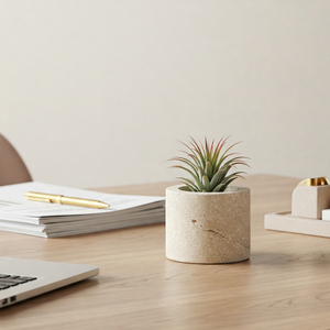 Maceta de Piedra de Travertino Mini, Elegante y Ecológica, para Decoración del Hogar y Jardín, en Varios Tamaños, para Plantas Suculentas - Product Image 1