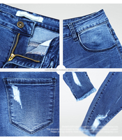 Pantalon en jean bleu paisley Y2K ultra-extensible et respirant, style décontracté, pour femme, avec franges et nœuds décoratifs