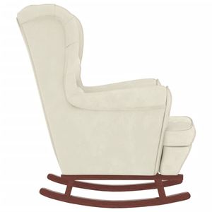 Sillón Reclinable de Terciopelo Crema con Madera Sólida, Mueble Elegante para Sala de Estar - Product Image 4