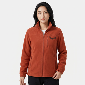Veste en polaire rouge pour homme avec col montant, fermeture éclair, logo brodé, vêtement décontracté pour l'automne - Product Image 4
