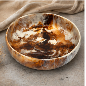 Bol à salade et à fruits en polyrésine polie, motif marbre moderne, fait main, pour les fêtes, les mariages, la salle à manger à domicile - Product Image 3