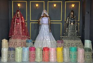 Filet Choli exclusif avec broderie Dori de travail Shisha miroir lourd et pierres Jarkan en 20 couleurs vives et 10 motifs - Product Image 3