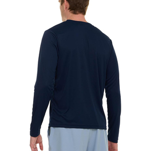 Classic <b>Men</b> Solid Navy Blue Rash Guard UPF 50 Long Sleeve Quick Dry Swim Shirt Active Performance <b>Top</b> - Product Image 2