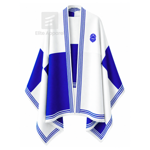 Capa personalizada de la hermandad Zeta Phi Beta con logotipo bordado en la parte delantera, en bloques de color azul y blanco, para ropa griega femenina. - Product Image 1