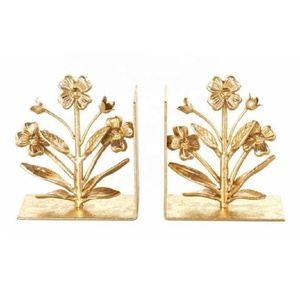 Sujetalibros de latón de hoja de desplazamiento pesado Vintage par de escaparate de Arte de Metal estantería escritorio para oficina biblioteca sala de estudio - Product Image 5