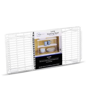 Wire Stacking Shelf 22"x10"x7" White Metal <b>Kitchen</b> <b>Pantry</b> Organizer for Adults - Product Image 6