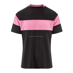 Camiseta de Fútbol de Alta Calidad para Hombre, Color Negro y Rosa, Manga Corta, Cuello Redondo, Malla Transpirable, Top Deportivo para Adultos, Corte Regular - Product Image 1
