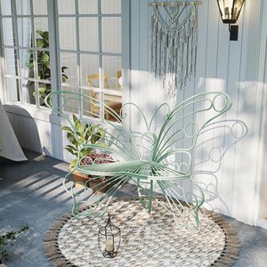 Panca a Farfalla in Ferro Robusto da 50 Pollici per Spazi Esterni, Panca Verde da Patio per Veranda, Prato, Giardino, Cortile - Product Image 3