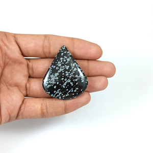Obsidienne Flocon de Neige Naturelle, Pierre Précieuse en Vrac, Cabochon Volcanique Noir Poli de Haute Qualité, Pierre à Motif Blanc pour la Fabrication de Bijoux - Product Image 6