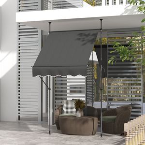 5 X 4 Manual Retractable Awning Non-Screw Freestanding UV Resistant Patio <b>Shade</b> Easy Installation for <b>Window</b> Door Dark Terraces - Product Image 2